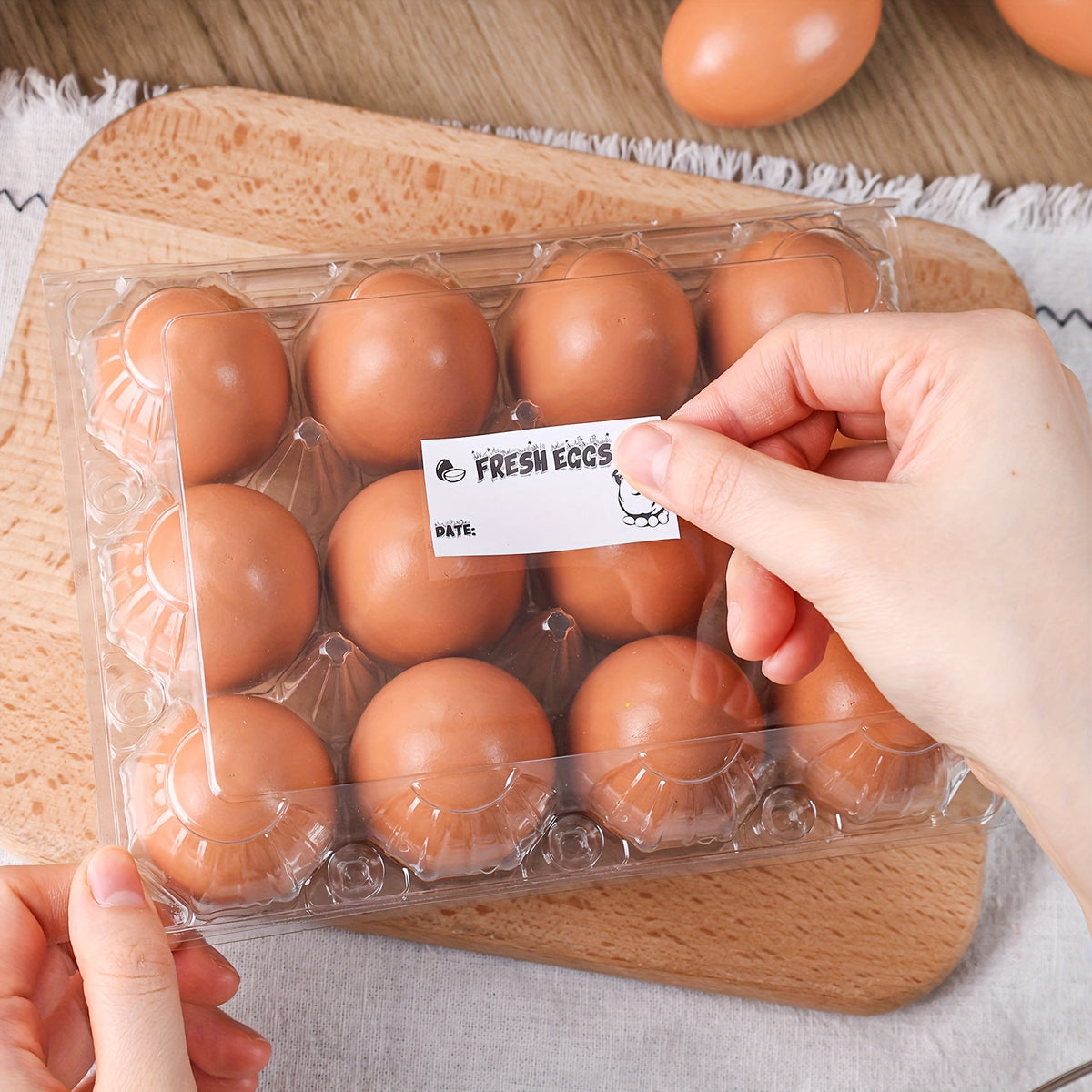 Clear Plastic Egg Cartons 60-Pack by Shindel, Reusable Blank 12-Egg Containers for Fresh Egg Collection, Home Storage and Farm Market Display