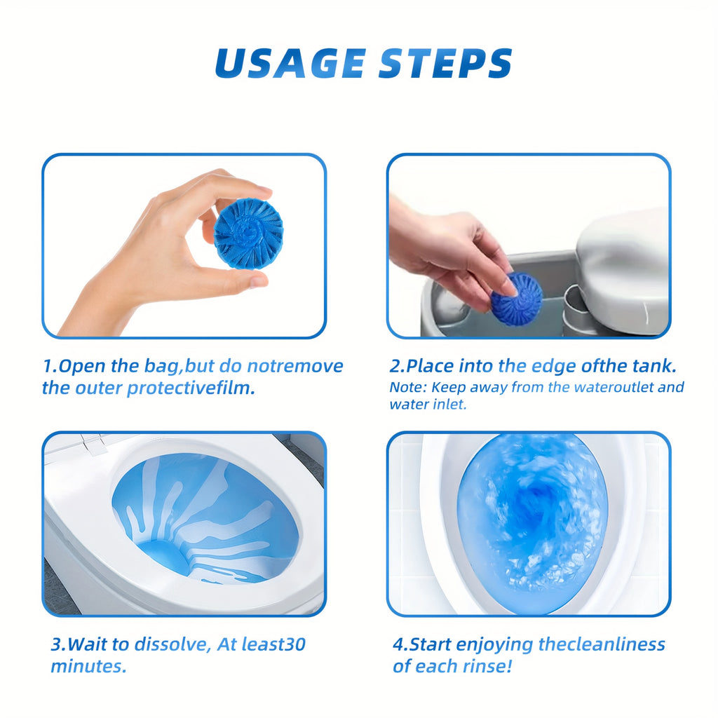 Blue Toilet Cleaning Tablets with Listed Ocean Fragrance, Automatic Toilet Bowl Cleaner Blocks in 24, 32, 48, 64 and 105-Count Options for Bathroom Care