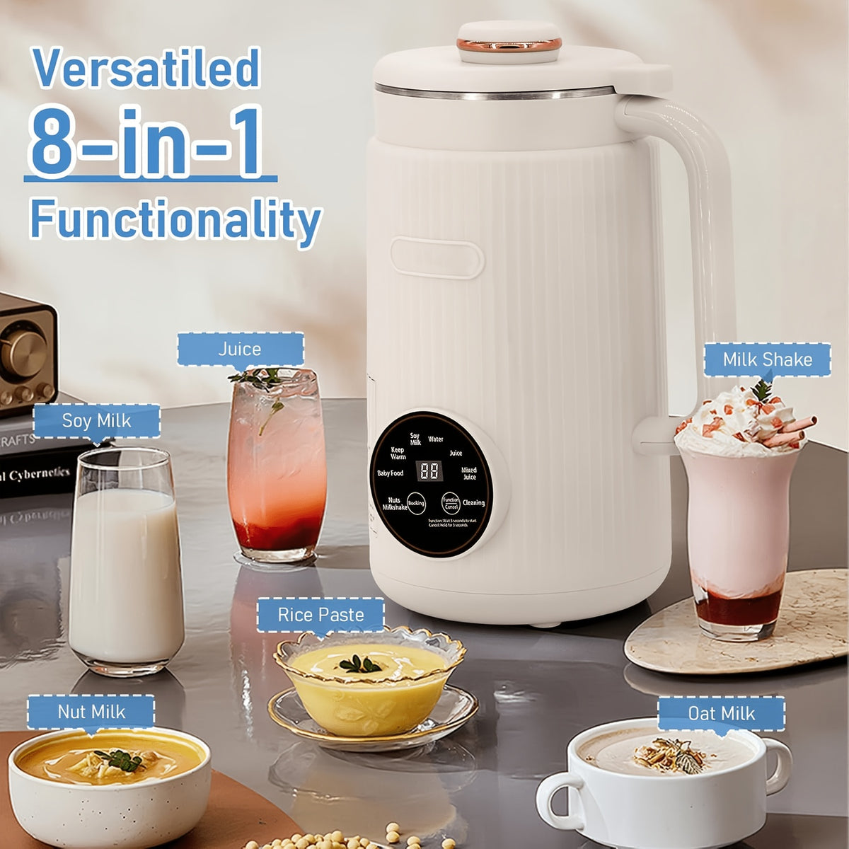 Homemade Nut Milk Maker Machine, Multi-Functional Automatic Plant Milk Blender with One-Touch Operation for Almond, Oat, Soy and Coconut Milk, 27.05 Oz Countertop Blender