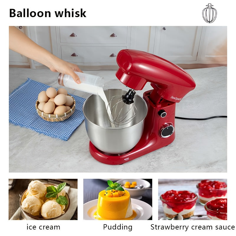 Tilt-Head Stand Mixer with 10 Speeds and Pulse Button, Stainless Steel Bowl, Dough Hook and Egg Mixer, 5L-Labeled Red, Silvery or Black Options for Home Baking