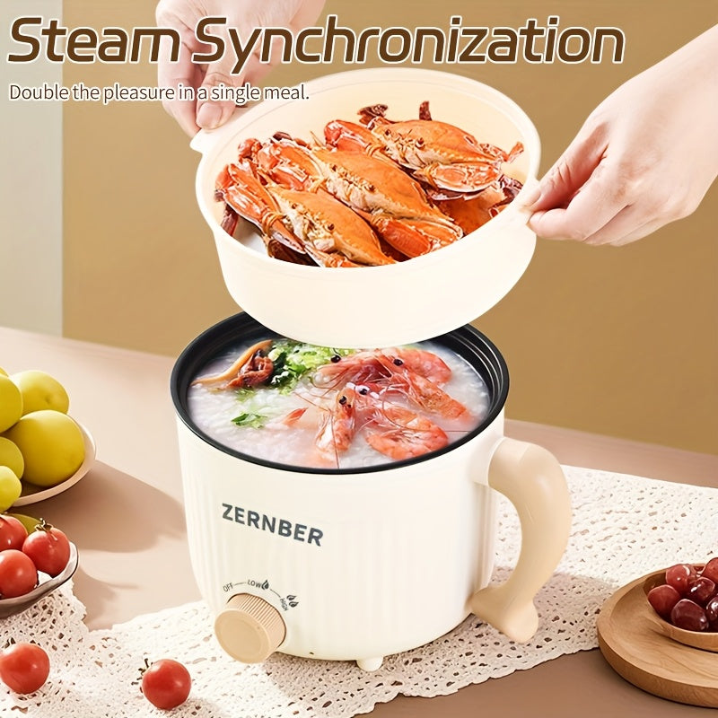 Plug-In Ramen Cooking Pot with Listed Nonstick Interior, 1.8 or 3.5 Liter Capacity Labels and Milky White or Purple Larger Options for Soup, Noodles and Oatmeal