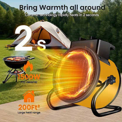 Portable PTC Ceramic Heater with Listed 1500W Heating and Overheat Protection, Black or Yellow Space Heater Options for Manufacturer-Approved Locations
