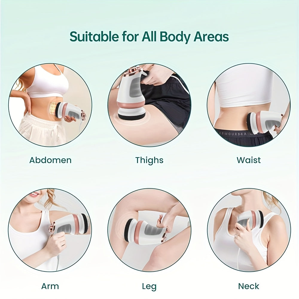 Variable Speed Body Massager with Five Interchangeable Heads and Three Washable Pads, Handheld Vibration Personal-Care Device for Home Massage Routines