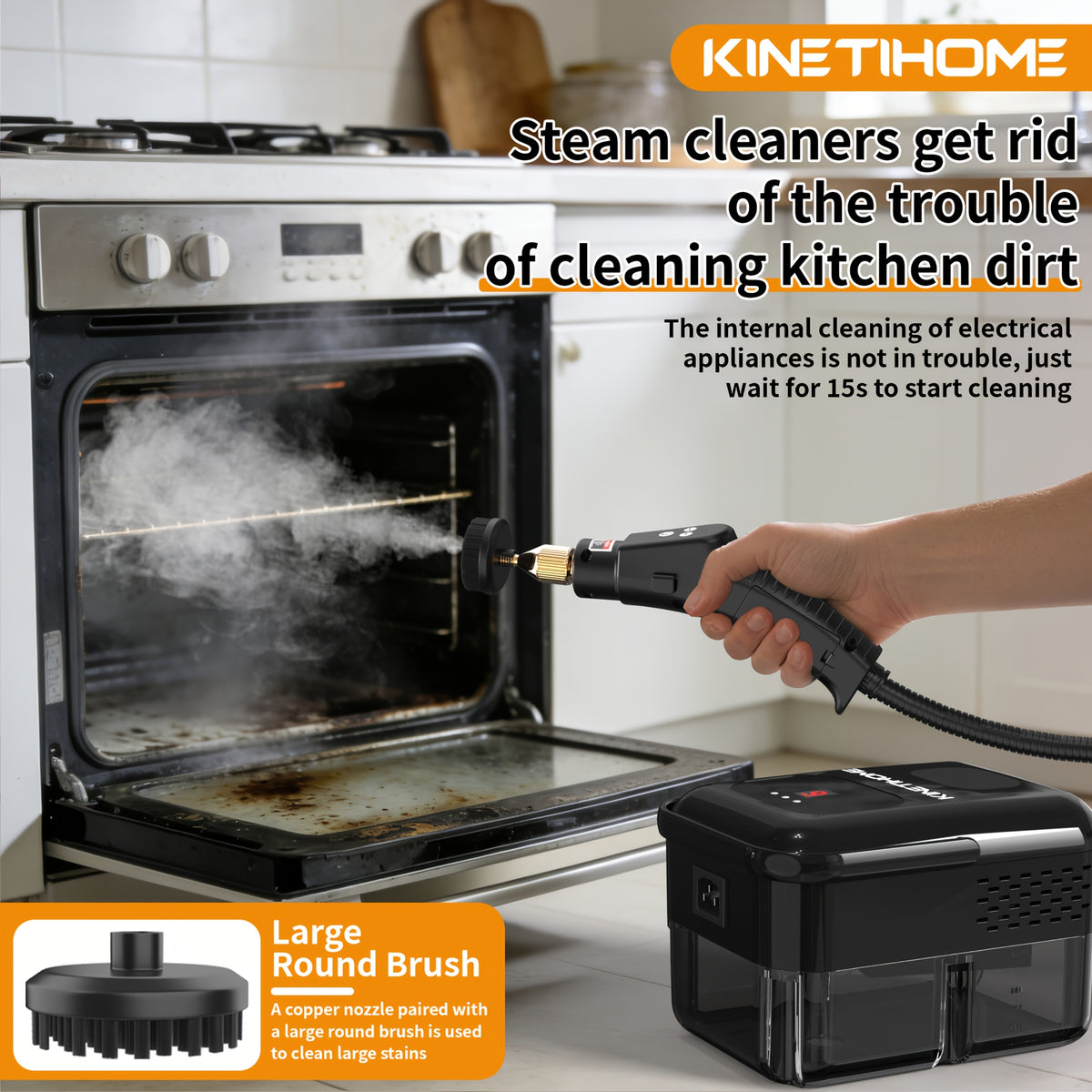 Multipurpose Steam Cleaner for Home, Portable High-Temperature Steamer for Kitchen, Bathroom and Living Space, Deep Clean Cooking Grease, Carpet, Sofa, Tile and Appliance Grime, Lightweight Carry Handle for Everyday Sparkle