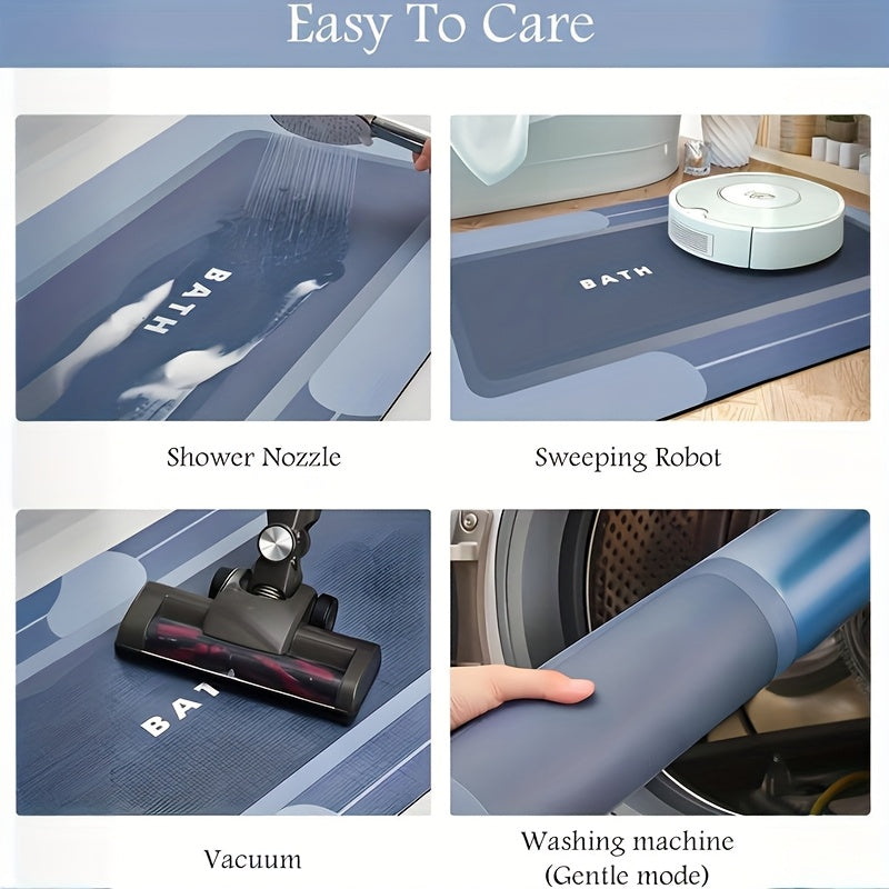 Quick-Drying Bathroom Mat with Diatomaceous Earth Reference, Soft Absorbent Bath Floor Mat with Listed Anti-Slip Design for Shower and Bathtub Areas