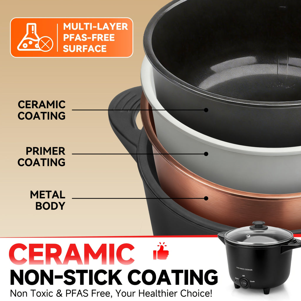 Mini Electric Hot Pot for Single Serve Meals, Multi-Functional Noodle, Soup, Rice and Hot Pot Cooker with Non-Stick Inner Pot, Compact Portable Electric Cooking Pot for Small Kitchens, Dorms, Offices and One-Person Dinners