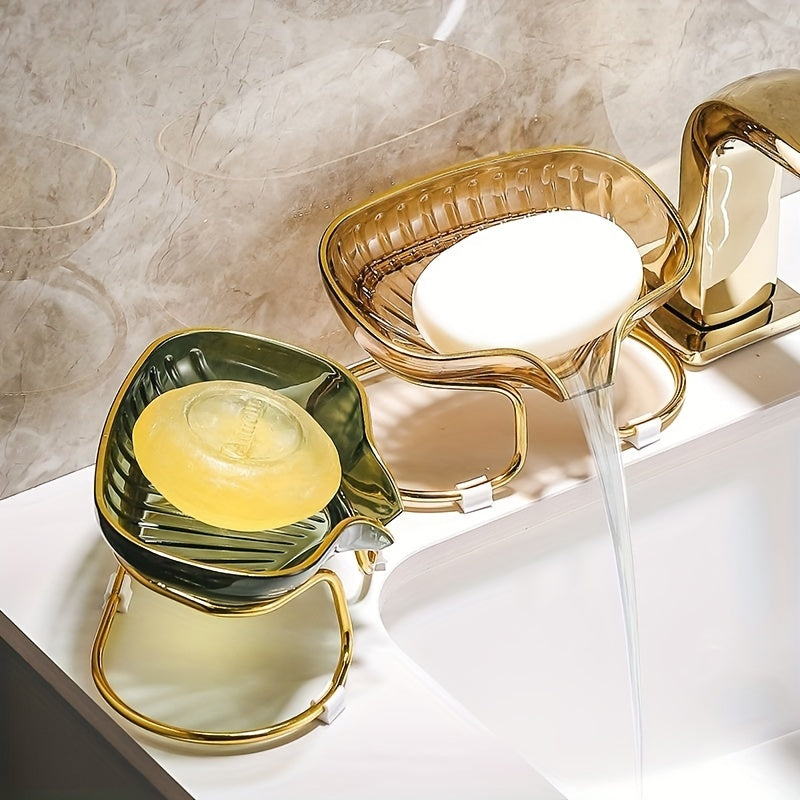 Self-Draining Plastic Soap Dish, Single Bar Soap Holder in Amber, Emerald Green or Clear for Bathroom Wash Areas and Everyday Sink-Side Storage