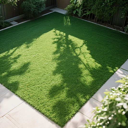 Artificial Grass Rug in Green, 5ft x 8ft or 4ft x 10ft Turf Mat Options for Decorative Garden Areas, Backyard Landscaping and Outdoor Party Displays