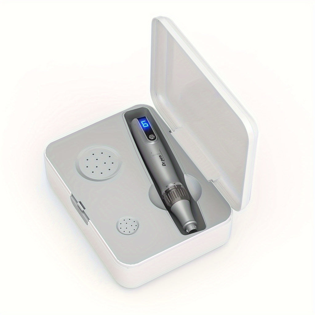 Dr.pen M8S Beauty Pen Kit in Grey with 20 Round Nano Replacement Cartridges, Listed 0.25mm Cartridge Reference for Skin Care Equipment Selection