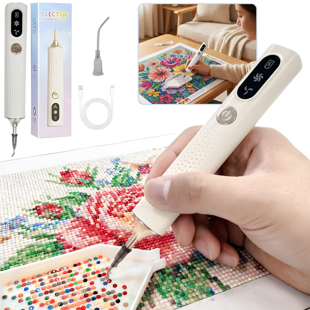 Electric Diamond Painting Pen with Rechargeable Cordless Operation and Listed Wax-Free Adjustable Suction, ED15, ED15 Pink and One-Piece Options for DIY Diamond Art