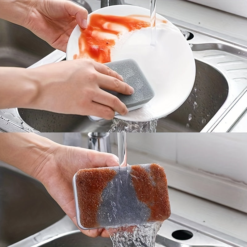 Gray and White Kitchen Sponges, Ten-Piece Double-Sided Dishwashing Pack with Different Scrubbing and Wiping Textures for Compatible Cookware and Kitchen Surfaces