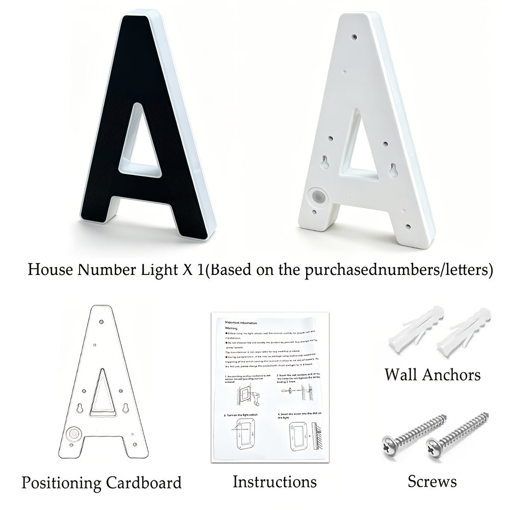 Solar House Number Light, 9-Inch Individual Number and Letter Options with Automatic Light Sensor for Porch, Courtyard Wall and Residential Address Display