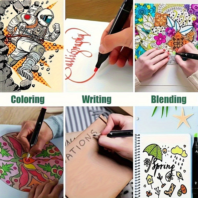 Drawing Marker Set with Dual Tips and Listed A4 Sketchbook, 168, 204 or 262 Color Options for Sketching, Coloring, Illustration and Creative Office Art Projects