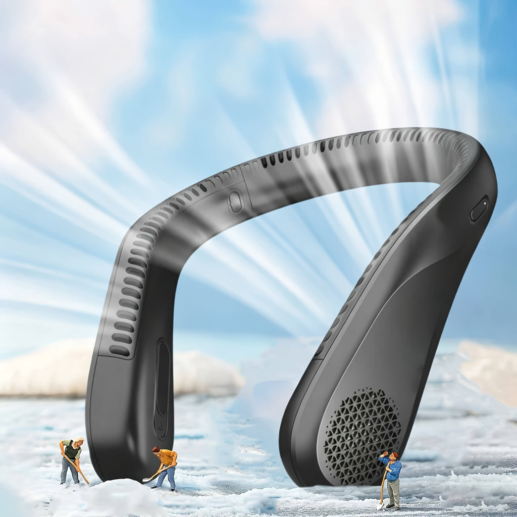 Four-Speed Bladeless Neck Fan, USB-C Rechargeable Wearable Personal Fan with 66 Air Vents and Hands-Free Airflow for Travel, Office, Cooking and Outdoor Leisure