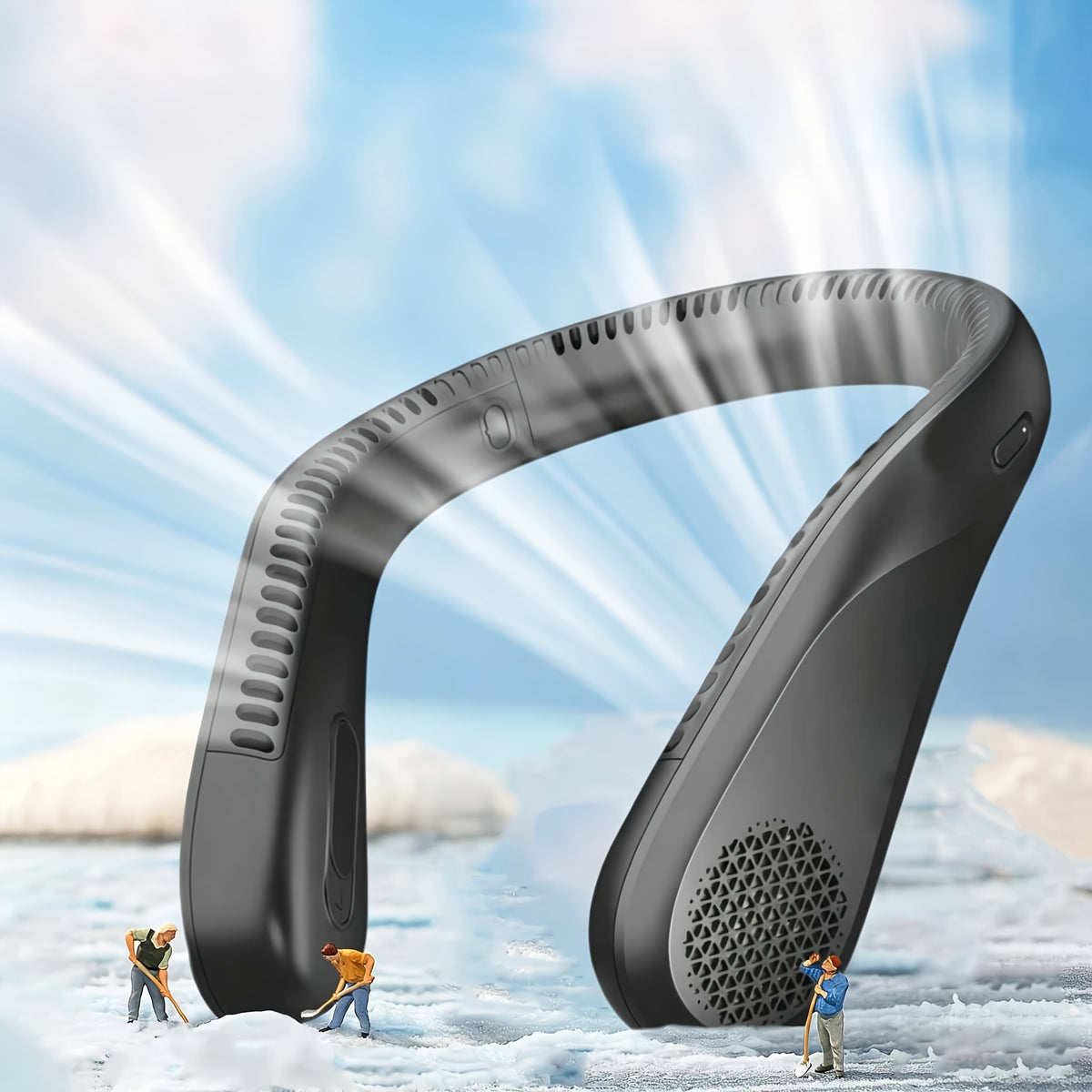 Four-Speed Bladeless Neck Fan, USB-C Rechargeable Wearable Personal Fan with 66 Air Vents and Hands-Free Airflow for Travel, Office, Cooking and Outdoor Leisure