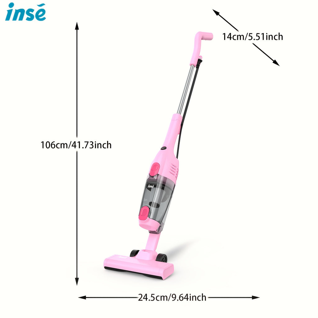 600W Bagless Stick Vacuum INSE with Listed 20kPa Suction and 18-Foot Cord, Handheld Cleaning Format in Seven Colors for Compatible Floors and Pet Hair Cleanup