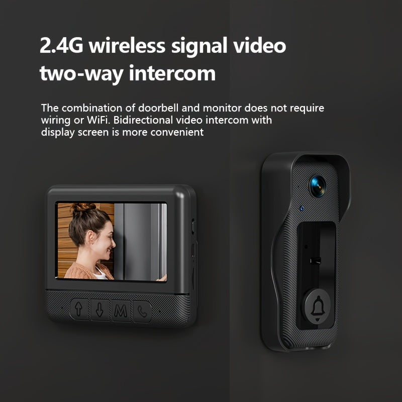 1 Set, Doorbell Camera Wireless No Subscription, Water Resistant Wireless Video Doorbell, Equipped with A 4. 3-inch Display, Real-time Communication Is Like Making A Phone Call, No Need for Button Intercom, One Click Answer, Fisheye Wide-angle Lens