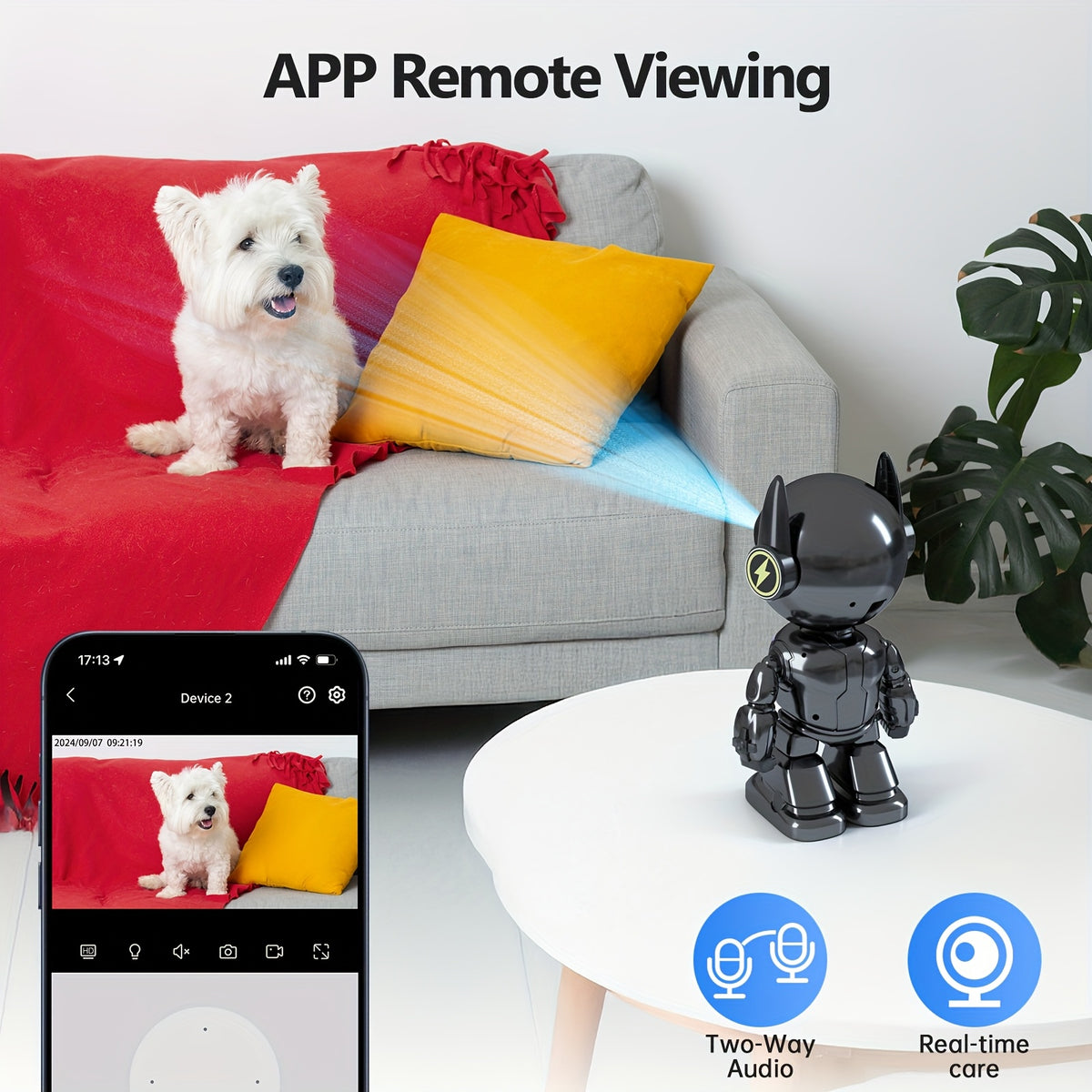 Pet Monitoring Camera 4MP QHD with 360° Panoramic View, Dual-Band WiFi, Night Vision, Two-Way Audio and Motion Alerts for Indoor Dog and Cat Check-Ins