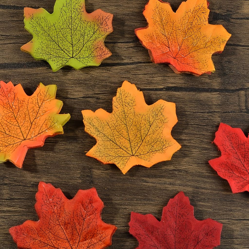 Artificial Maple Leaves for Fall Table Decor and DIY Wreath Crafts, Listed 3.14-Inch Decorative Leaves in Green and Mixed-Color Bundle Options