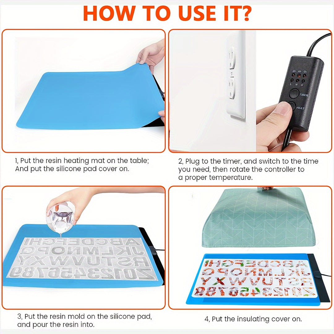 Resin Heating Mat with Timer and Auto-Off, Lightweight Silicone Craft Pad in a 3-Piece Set Option for Compatible Epoxy Resin and Mold Projects