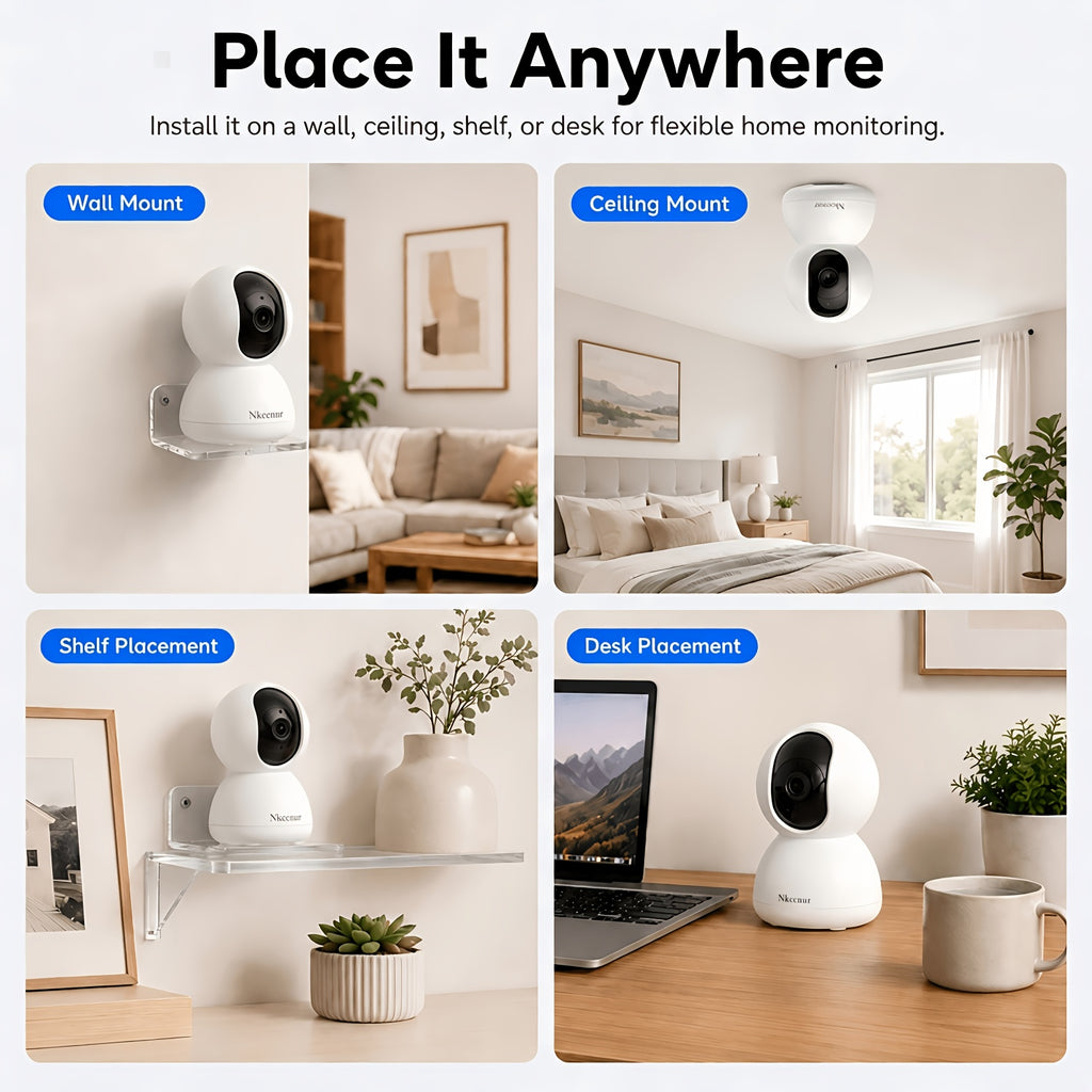 Home Surveillance Camera Set, 4-Pack 1080P WiFi Security Cameras with PTZ Control, PIR Motion Detection, Color Night Vision, Two-Way Audio and App Remote Viewing