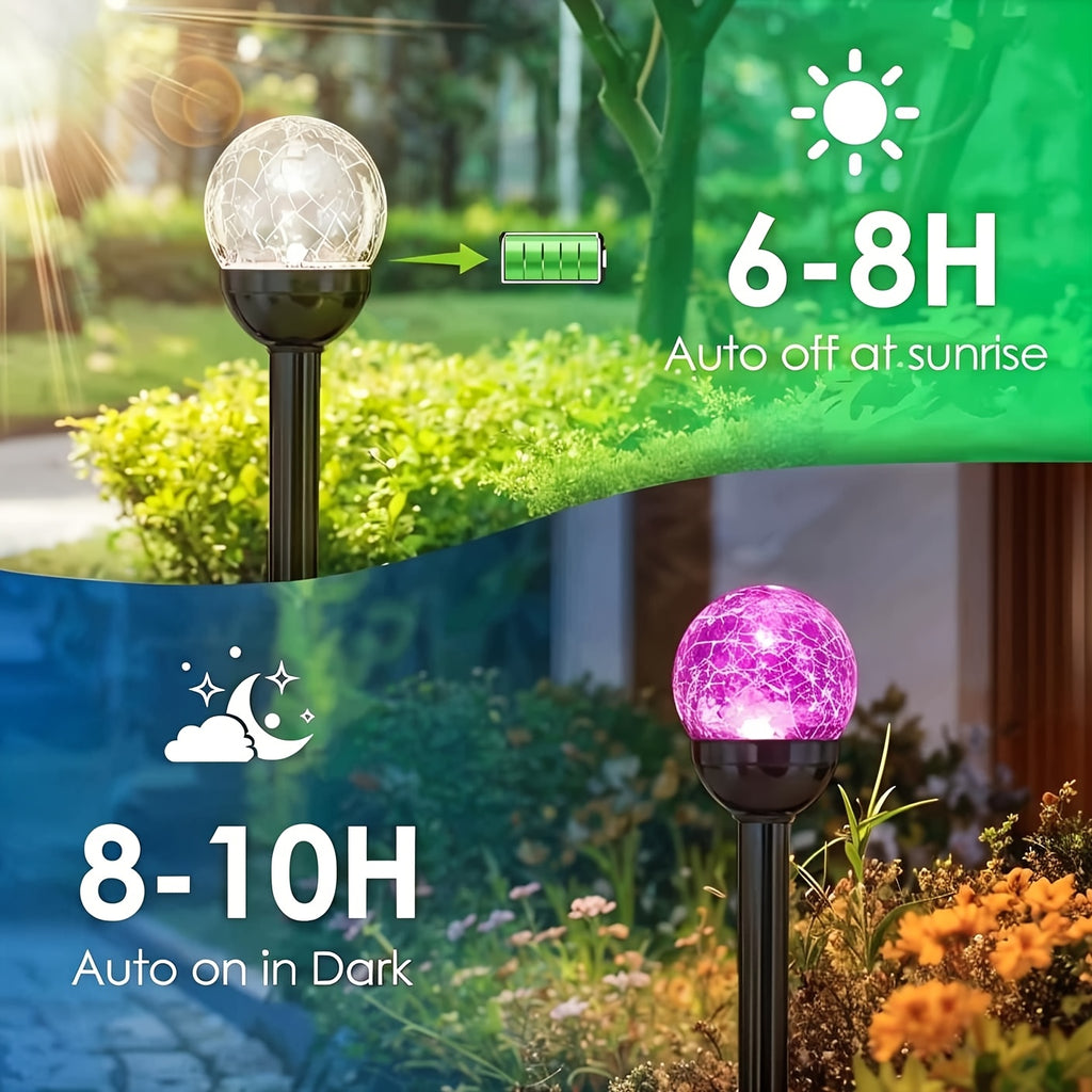 Glass Globe Solar Garden Lights with White and Color-Gradient Modes, 10-Pack Decorative Spherical Outdoor Lighting for Lawn and Courtyard Displays