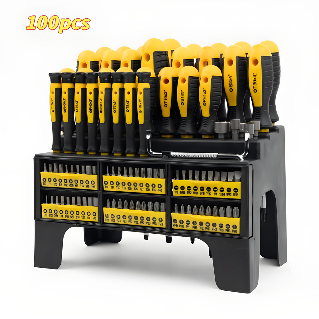 Magnetic Screwdriver Set with 100, 118 or 126-Piece Option Labels, Precision Drivers, Bits and Plastic Storage Wording for Home DIY and Electronics Projects