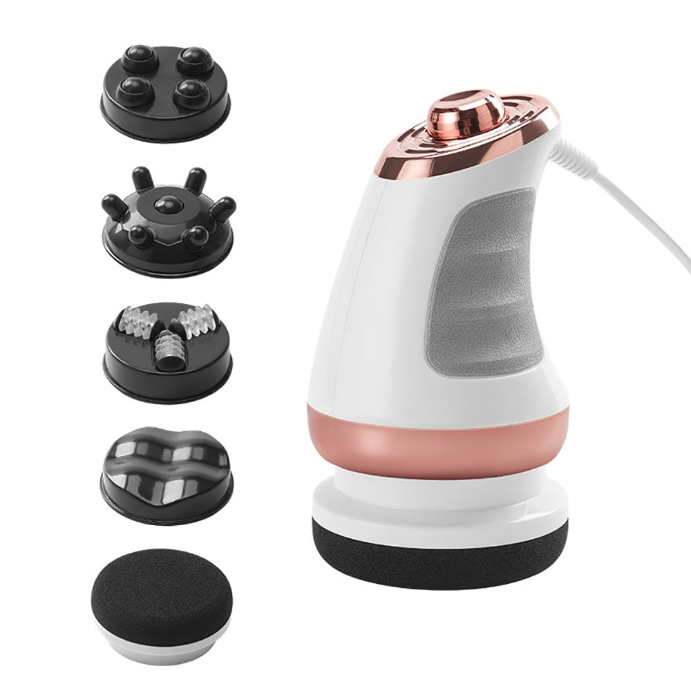 Variable Speed Body Massager with Five Interchangeable Heads and Three Washable Pads, Handheld Vibration Personal-Care Device for Home Massage Routines