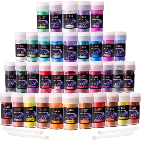36-Color Mica Powder Set by LET'S RESIN, Mixed Color Craft Pigments for Compatible Resin Art, Decorative Casting and Adult DIY Creative Projects