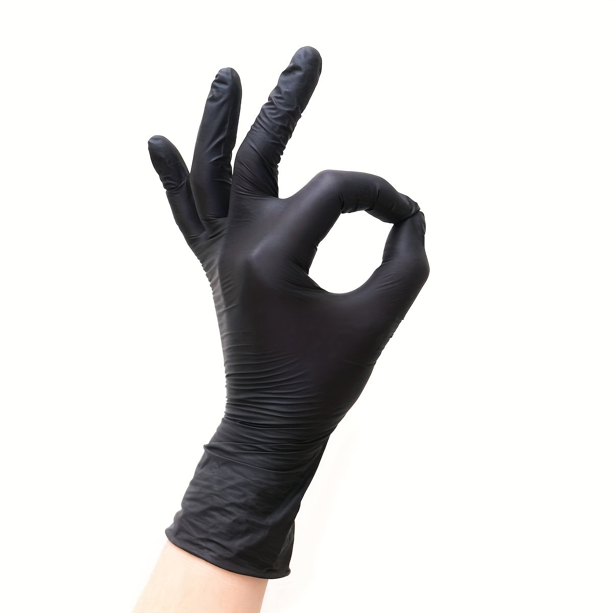 5.6 Mil Black Nitrile Disposable Gloves, 50-Piece Pack with Textured Fingertip Wording and S, M, L or XL Sizes for Everyday Household and Kitchen Cleaning