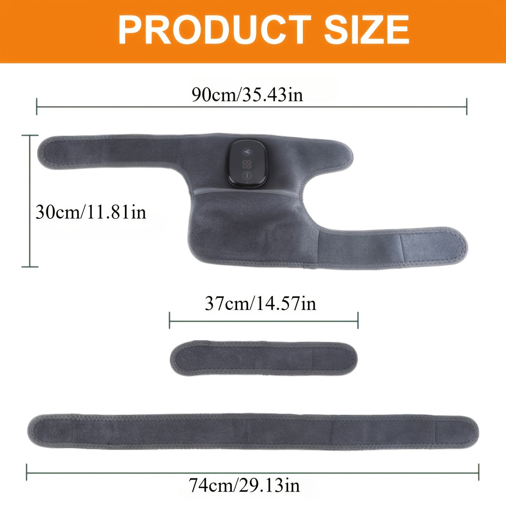 USB Rechargeable Knee Massager with Adjustable Heat and Vibration, Portable Gray Heated Pad with Listed Shoulder and Elbow Uses, One- or Two-Piece Options