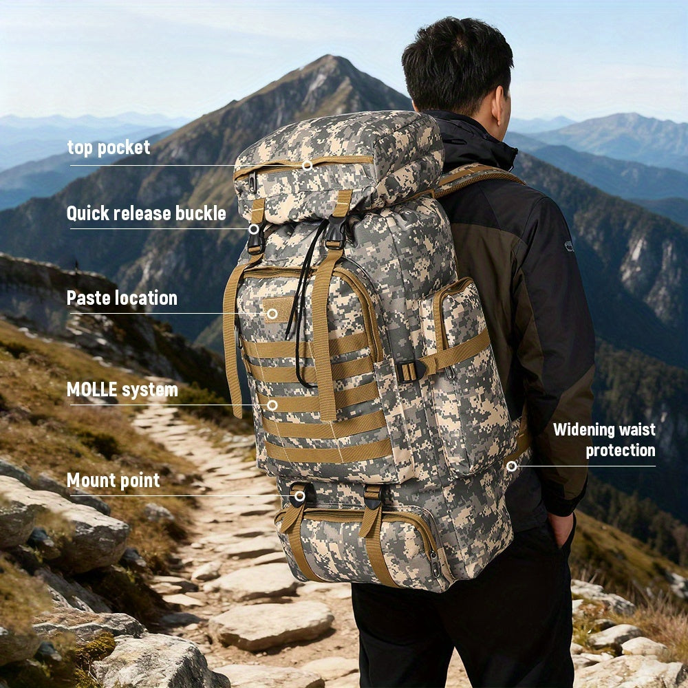 MOLLE Tactical Hiking Backpack with Multiple Compartments, Listed Two-Piece Set for Outdoor Gear Organization, Camping, Trekking and Adventure Travel