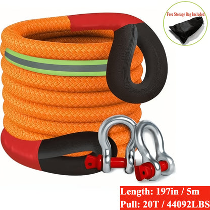 Nylon Tow Rope Kit with Two Steel U-Shaped Hooks and Storage Bag, Listed 16.4-Foot Length in Three Model Options for Compatible Vehicle Equipment