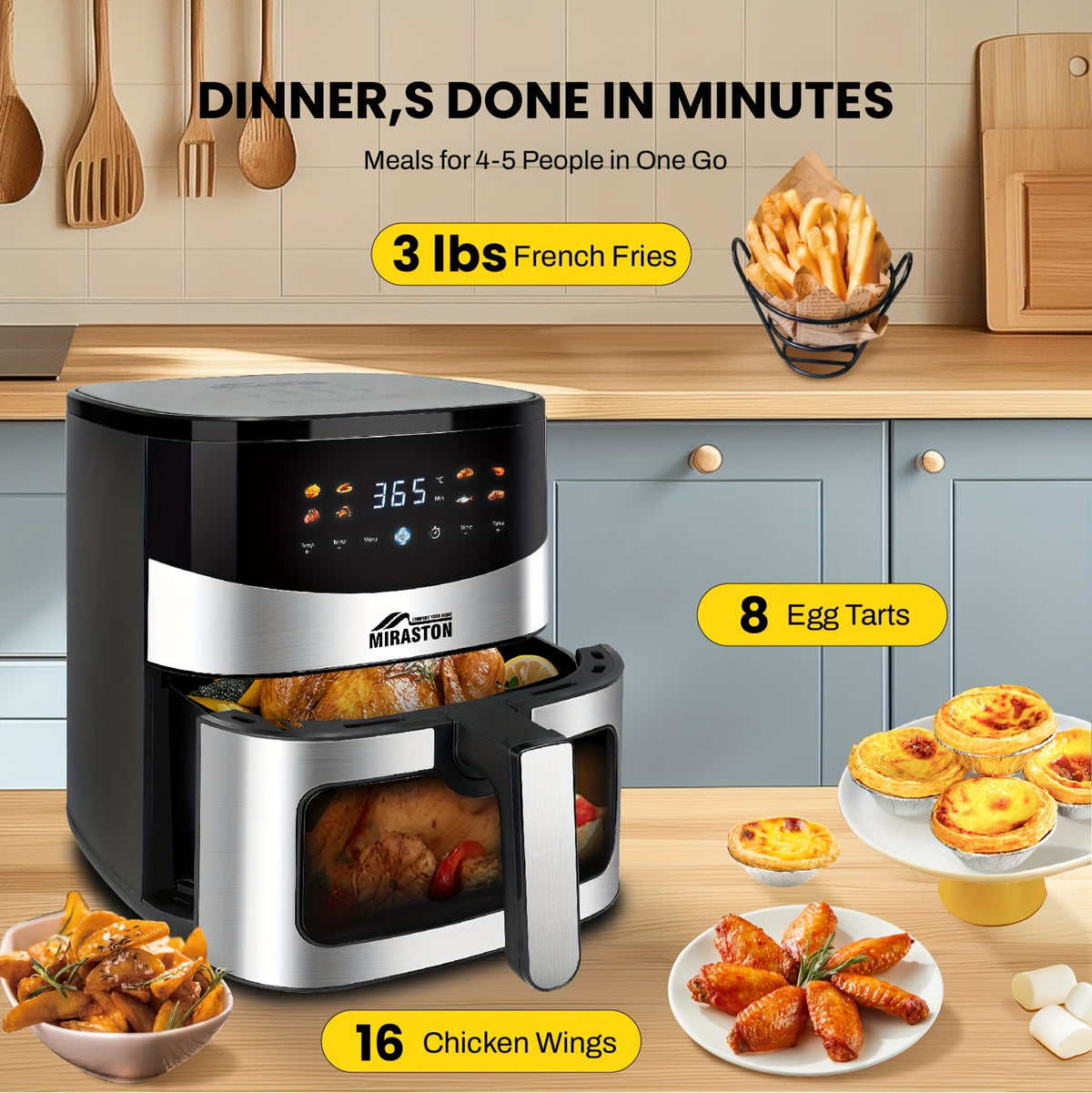 Touch Series Air Fryer with Viewing Window, Color-Icon Touchscreen and Eight Presets, Manual Cooking Adjustments in 6.5QT or 2.8QT Capacity Options