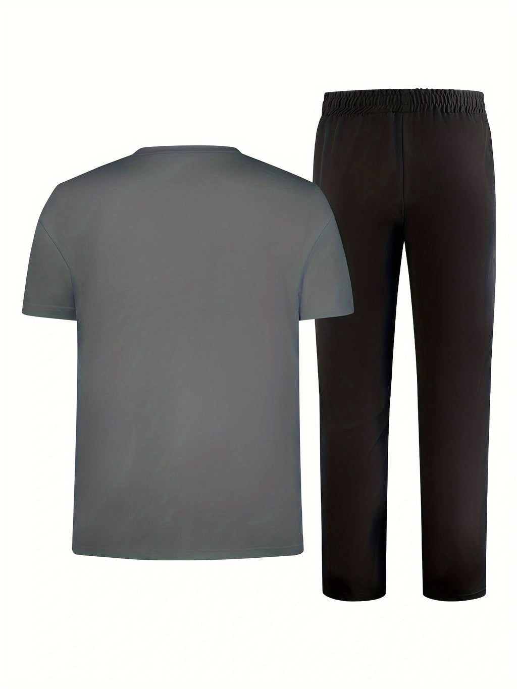 Men's Two-Piece Outfit with Printed Short Sleeve Crew Neck Top and Straight Pants, Seven Color Options and S to XXL Sizes for Casual Spring and Summer Style