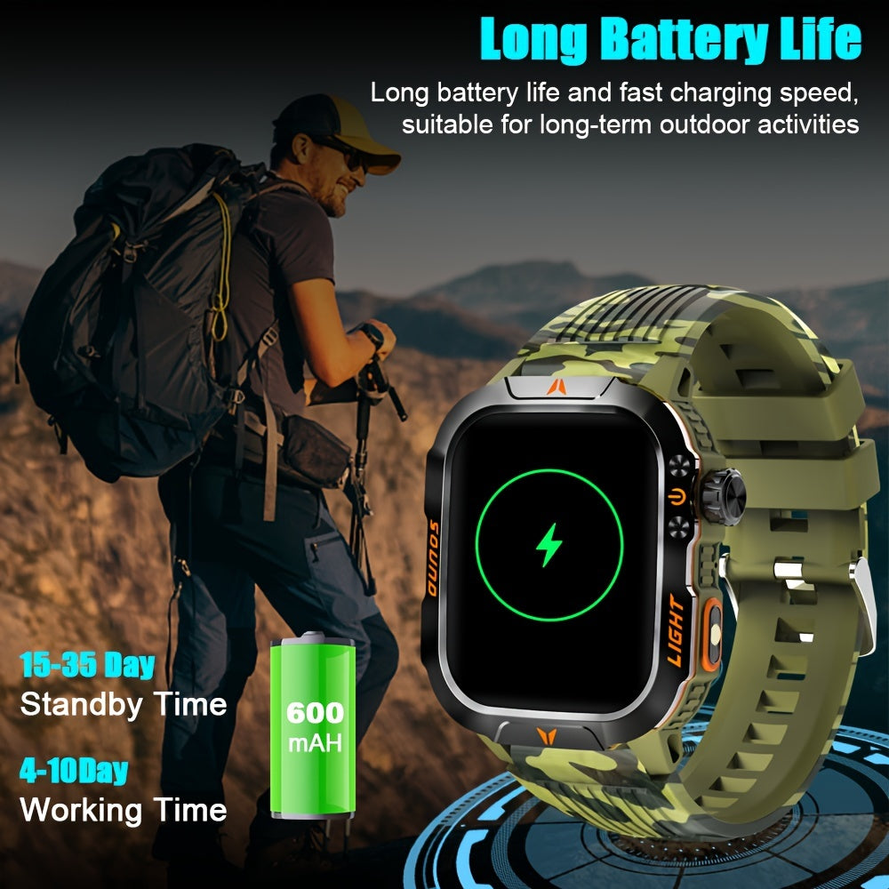 Outdoor Calling Smartwatch with Listed Compass, Altimeter, Barometer and LED Flashlight, 600mAh Battery and Sleep Tracking in Five Style Labels for Men