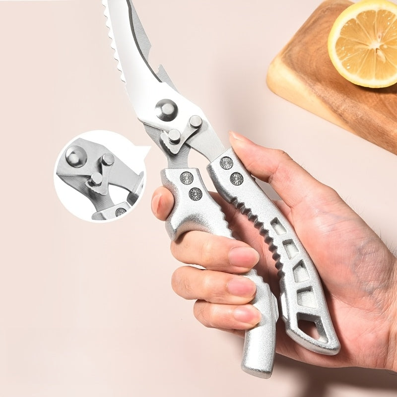 Carbon Steel Kitchen Scissors with Ergonomic Ambidextrous Grip, Single-Pair Multipurpose Cooking Shears for Poultry, Fish and Meat Preparation