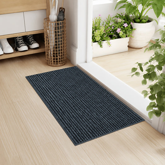 Dog Door Mat for Muddy Paws, Absorbent Low Profile Entryway Doormat with Rubber Backing, Washable Design in Dark Gray or A-Brown and Three Size Options