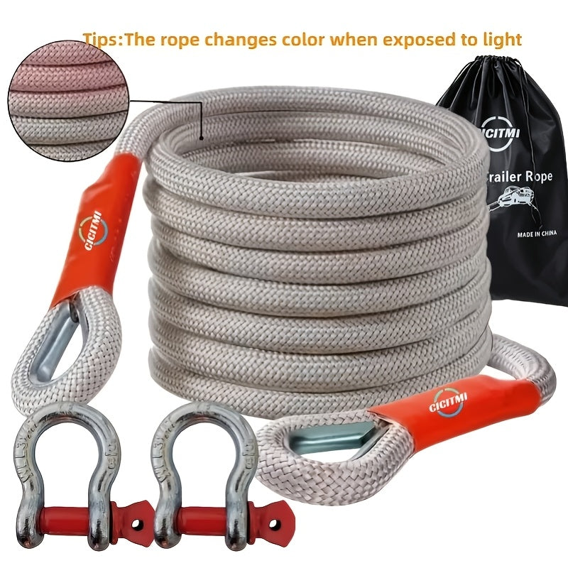 Tow Rope and Steel U-Hook Set with Listed Polyamide Rope and Two Hooks, 16FT Purchase Options for Vehicle Equipment with Load Ratings Requiring Verification