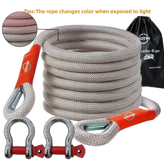Tow Rope and Steel U-Hook Set with Listed Polyamide Rope and Two Hooks, 16FT Purchase Options for Vehicle Equipment with Load Ratings Requiring Verification