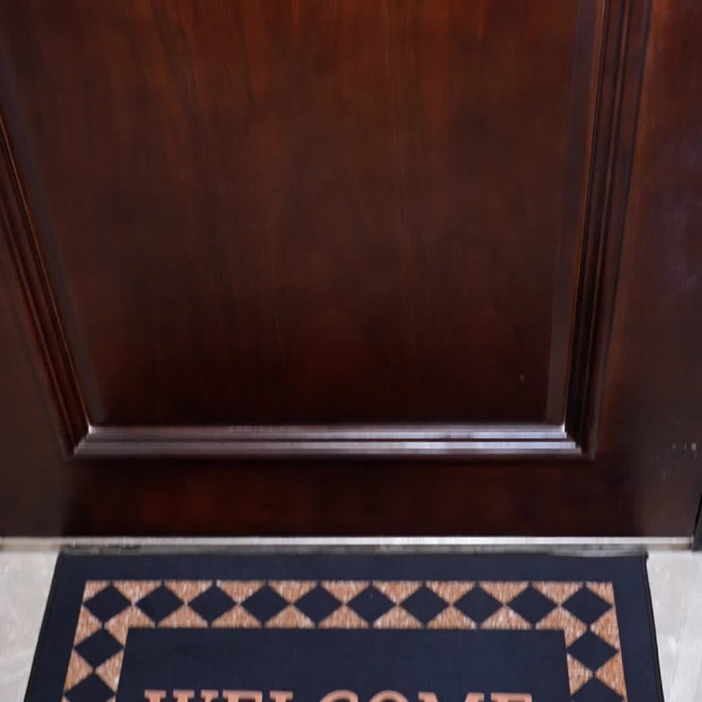 Black Welcome Doormat, Indoor Entrance Floor Mat in 16 x 24 or 20 x 32 Inch Size Options for Home Entryways, Hallway Decor and Housewarming Gift Ideas