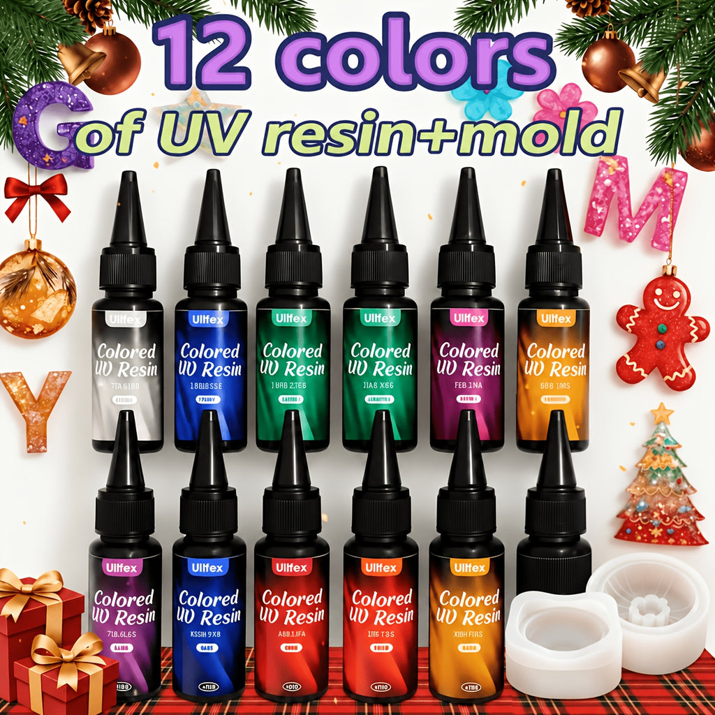 Craft Resin for DIY Jewelry, Earrings, Rings and Keychains, Premixed 12-Color Set with Listed 20g Portions or Separate 400g UV Resin Option for Decorations