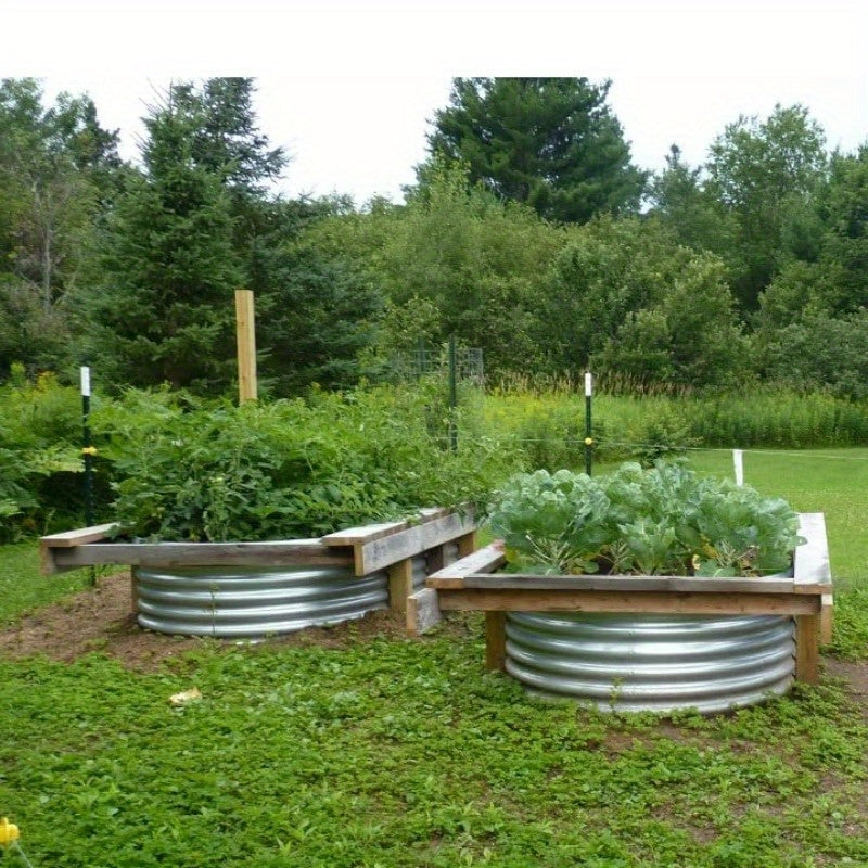 Metal Raised Garden Bed Kits with Galvanized Oval Planter Wording, Listed 4x2x1ft and 8x4x1ft Multipack Options plus Single-Bed Label for Outdoor Garden Planning