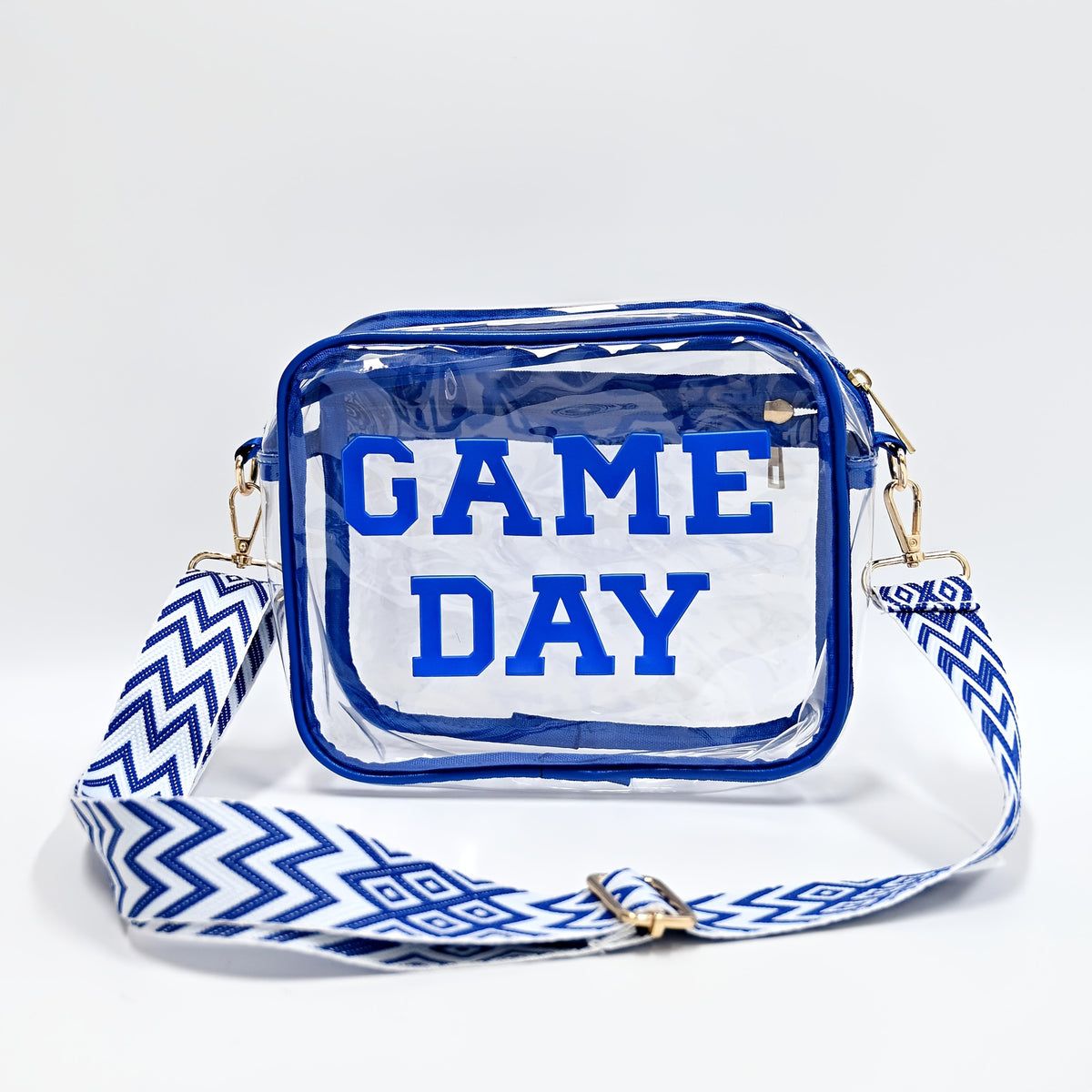 Game Day Clear Purse with Listed Letter Patches and Crossbody Carry Style, Green, Blue, Black, Red or Orange Options for Football Outfits and Concert Plans