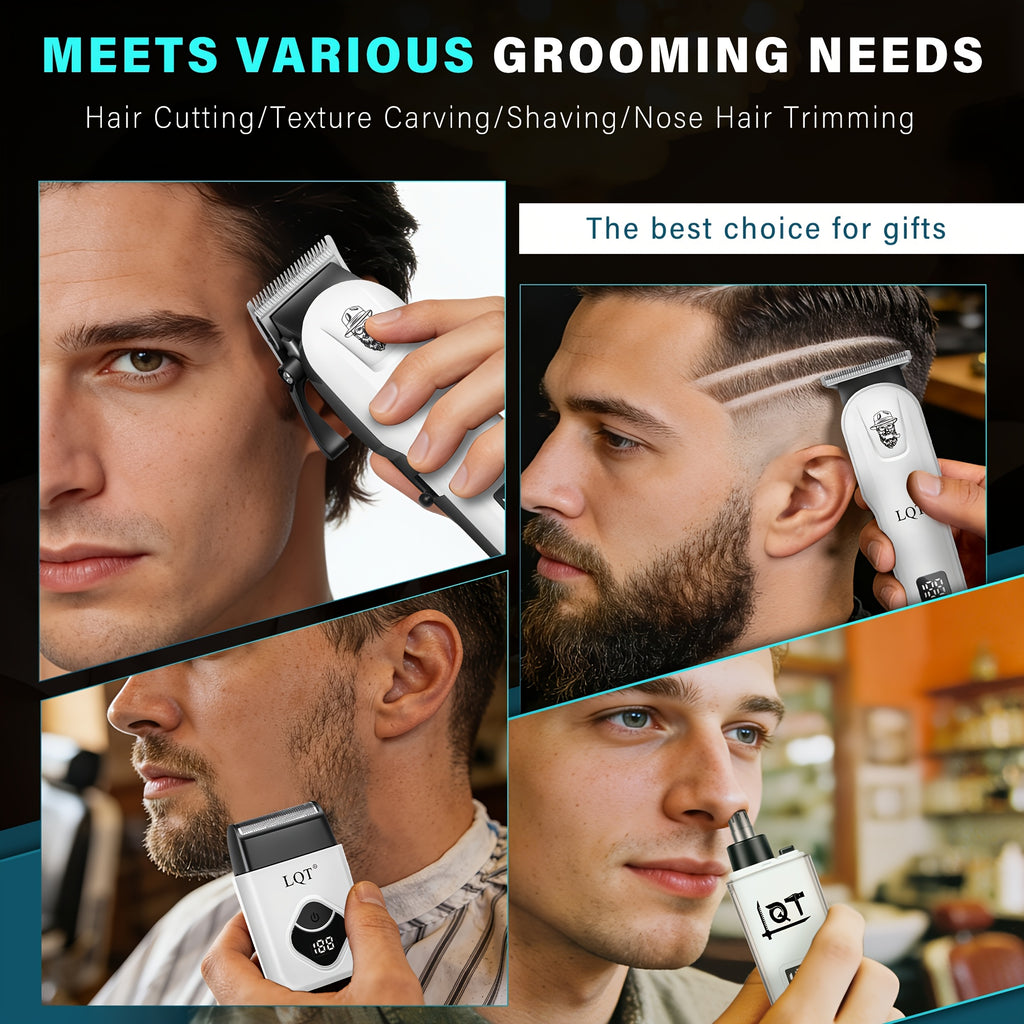 Electric Hair Clipper Grooming Set for Men, Hair Cutting Tool with White, Black, Blue and Golden Kit Options plus Selected Two-Piece Configurations