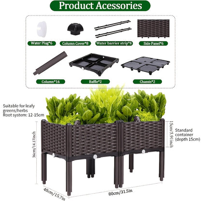 Raised Garden Bed with Legs by SKYNEST, Brown Plastic Planter with Listed Drainage System and One- to Four-Box Options for Outdoor Herbs and Vegetables
