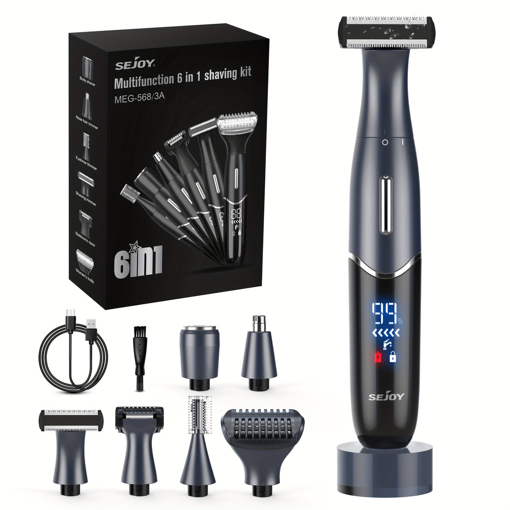 Bikini Trimmer for Women, 4-in-1 Painless Electric Shaver for Face, Eyebrows, Ear and Nose, Cordless Body Shaver with Replaceable Heads for Bikini Line, Arms and Legs, Rechargeable 500mAh, for Travel