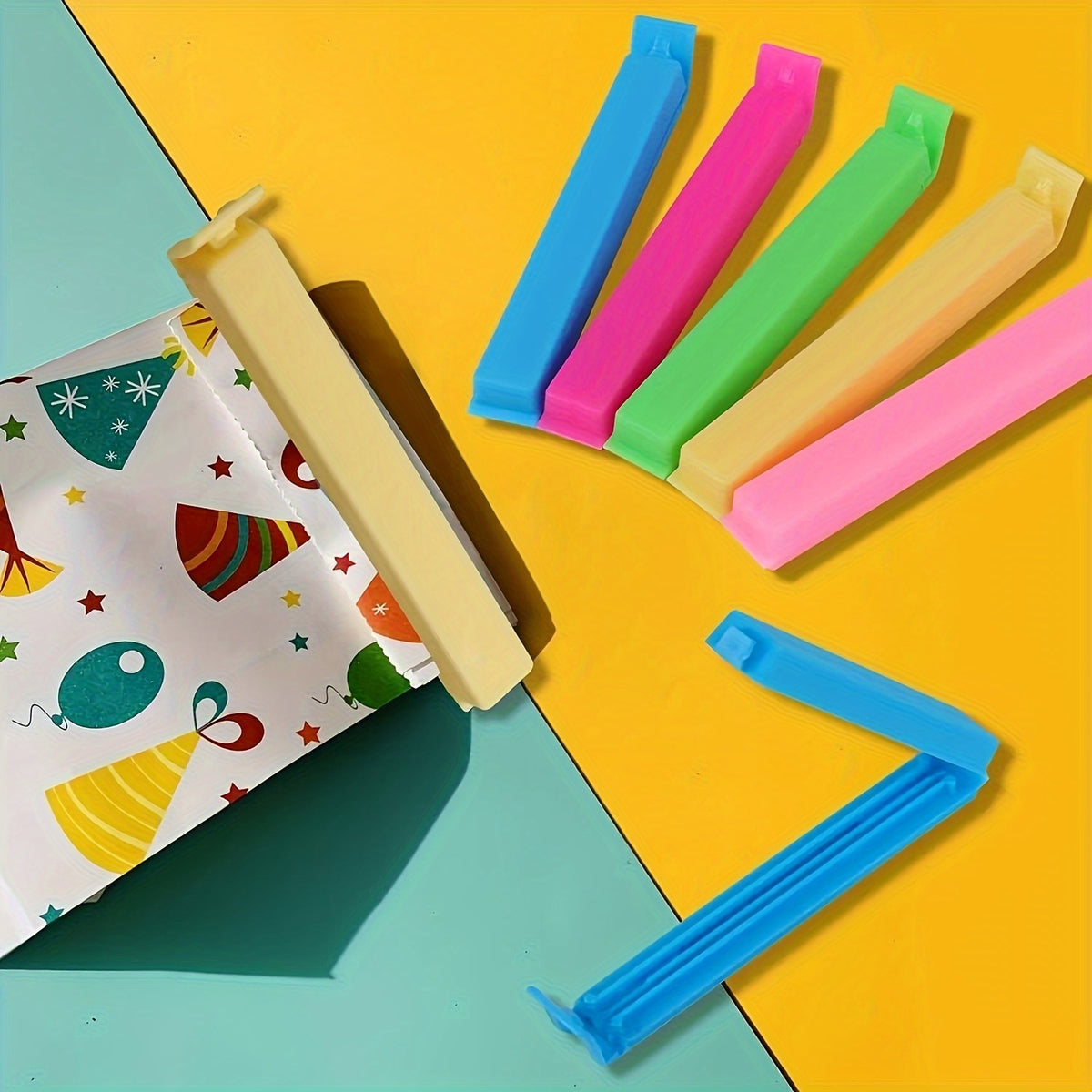 Reusable Plastic Food Bag Clips in Random Colors, 10, 20 or 30 Piece Packs for Compatible Snack Packages, Pantry Storage and Everyday Kitchen Organization