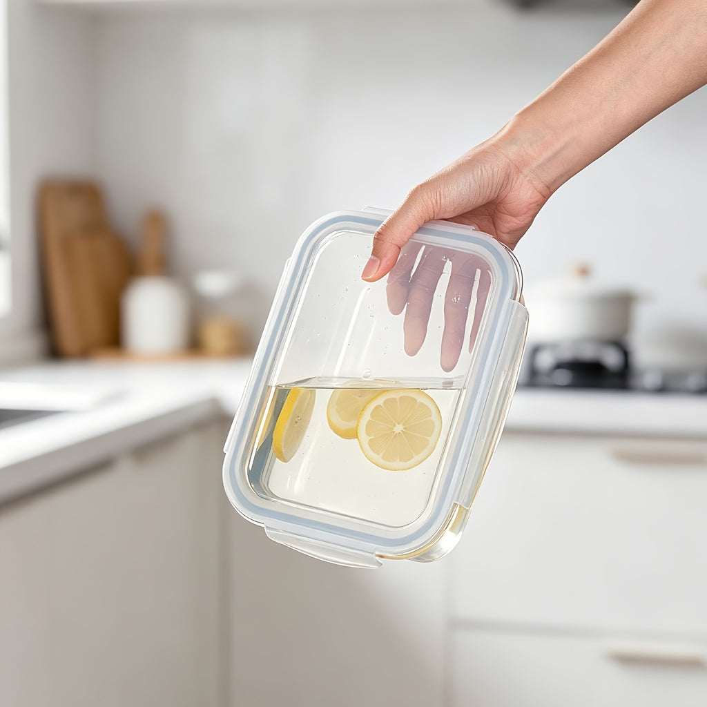Large Glass Storage Containers for Family Meal Prep, 2-Pack 1860ml 63oz Borosilicate Containers with Hinged Lids and Removable Silicone Seals in Green or Gray