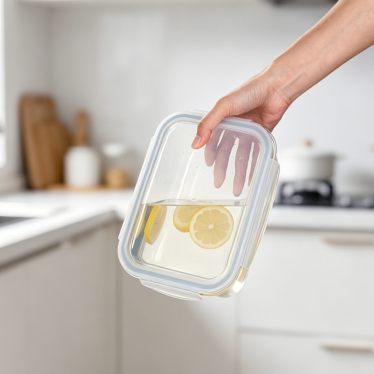 Large Glass Storage Containers for Family Meal Prep, 2-Pack 1860ml 63oz Borosilicate Containers with Hinged Lids and Removable Silicone Seals in Green or Gray